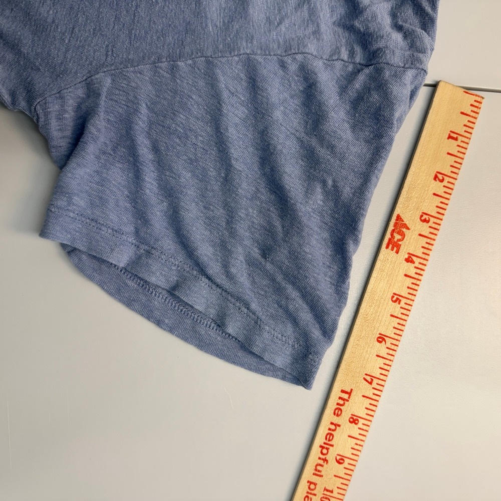 Isabel Marant Etoile Zewel Blue Linen Logo Graphic T-Shirt Metallic Silver Med - Picture 7 of 10